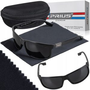 OKULARY PRZECIWSŁONECZNE POLARYZACYJNE PRIUS UV400 SPORTOWE CZARNE Z ETUI
