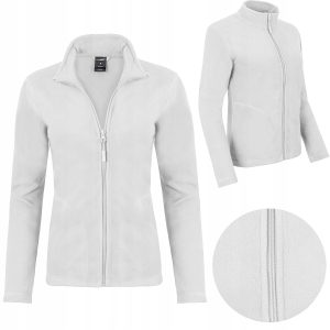 BLUZA POLAROWA DAMSKA ROZPINANA CIEPŁA POLAR DRESOWA SPORTOWA BIAŁA M