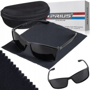 OKULARY PRZECIWSŁONECZNE POLARYZACYJNE PRIUS UV400 SPORTOWE CZARNE Z ETUI