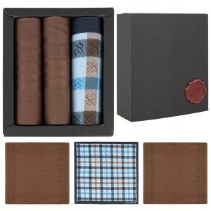 3x ELEGANCKIE CHUSTECZKI DO NOSA POSZETKI BAWEŁNIANE ZESTAW W PUDEŁKU