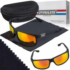 OKULARY PRZECIWSŁONECZNE POLARYZACYJNE PRIUS UV400 SPORTOWE CZARNE Z ETUI