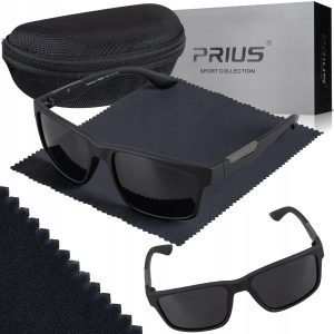 OKULARY PRZECIWSŁONECZNE POLARYZACYJNE PRIUS UV400 SPORTOWE CZARNE Z ETUI