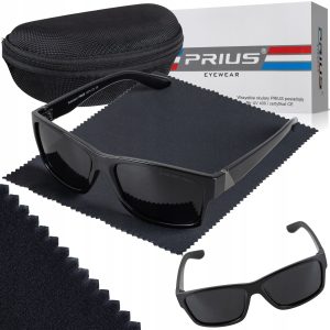 OKULARY PRZECIWSŁONECZNE POLARYZACYJNE PRIUS UV400 SPORTOWE CZARNE Z ETUI
