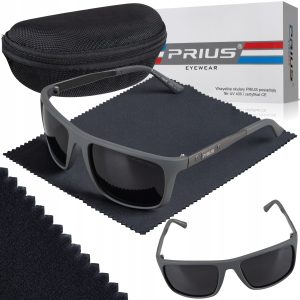 OKULARY PRZECIWSŁONECZNE POLARYZACYJNE PRIUS UV400 SPORTOWE SZARE Z ETUI