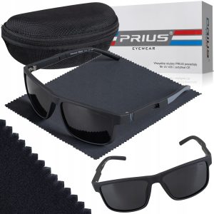 OKULARY PRZECIWSŁONECZNE POLARYZACYJNE PRIUS UV400 SPORTOWE CZARNE Z ETUI