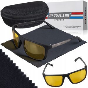 OKULARY PRZECIWSŁONECZNE POLARYZACYJNE PRIUS UV400 SPORTOWE CZARNE Z ETUI